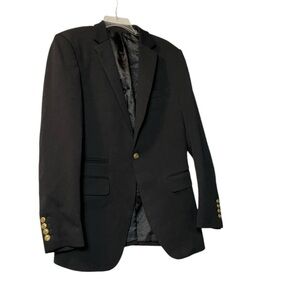 Barabas Black Blazer Jacket Men’s SZ 38R Slim Fit gold color buttons fun…
